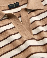 Charter Club Women's 100% Cashmere Striped Collared V-Neck Sweater, Macy's Exclusive