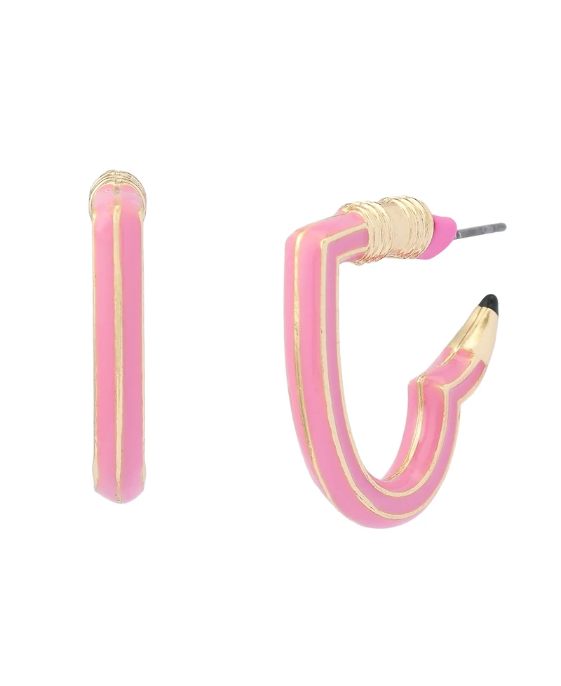 Betsey Johnson Best In Class Heart Pencil Huggie Earrings
