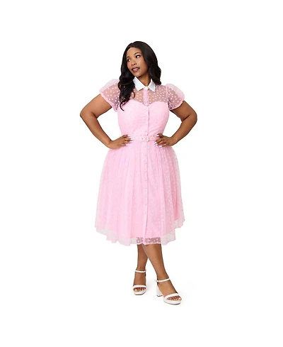 Unique Vintage Plus 1950s Short Sleeve Collared Hollie Swing Dress