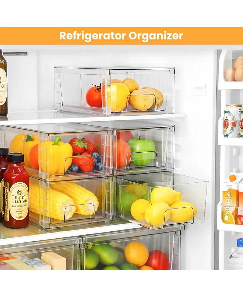 Xdovet Stackable Storage Drawers with Handles for Fridge Kitchen Pantry Bathroom