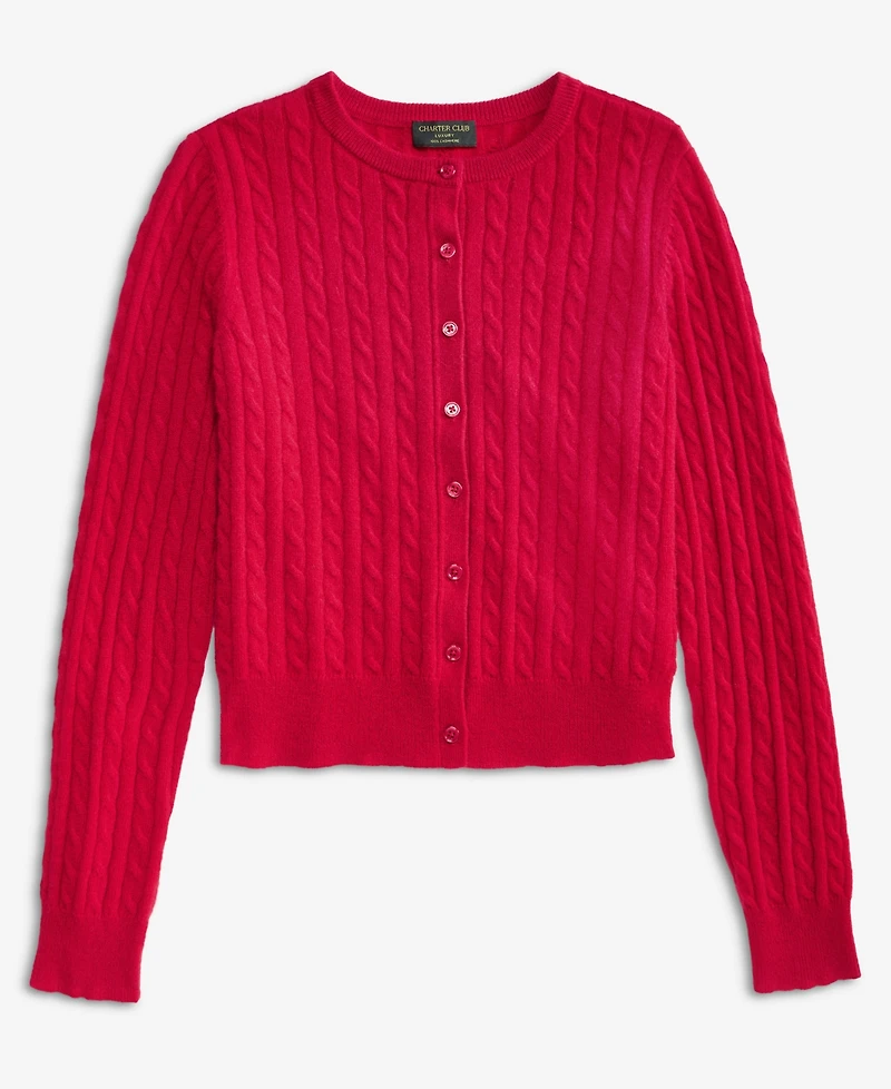Charter Club Women's 100% Cashmere Baby Cable-Knit Crewneck Cardigan, Macy's Exclusive