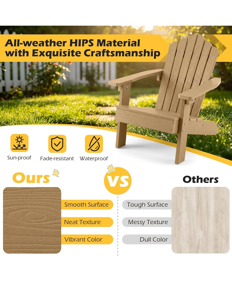 Gymax Kids Adirondack Chairs Tilted High Backrest Wide Armrests and Angled Seat