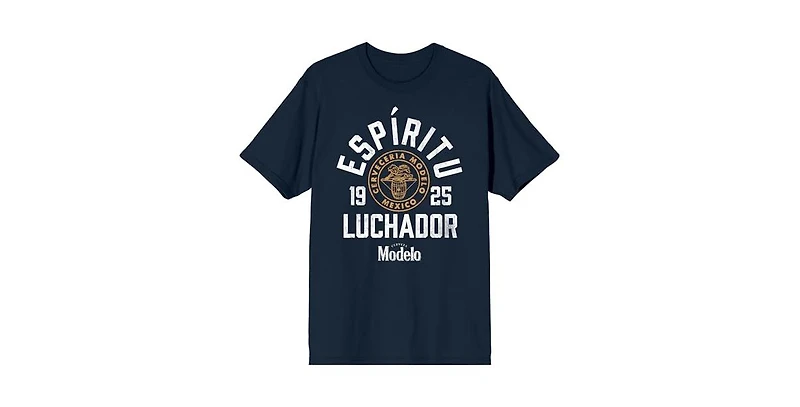 Modelo Men's Espiritu Luchador Logo Crew Neck Short Sleeve Navy T-shirt-3XL