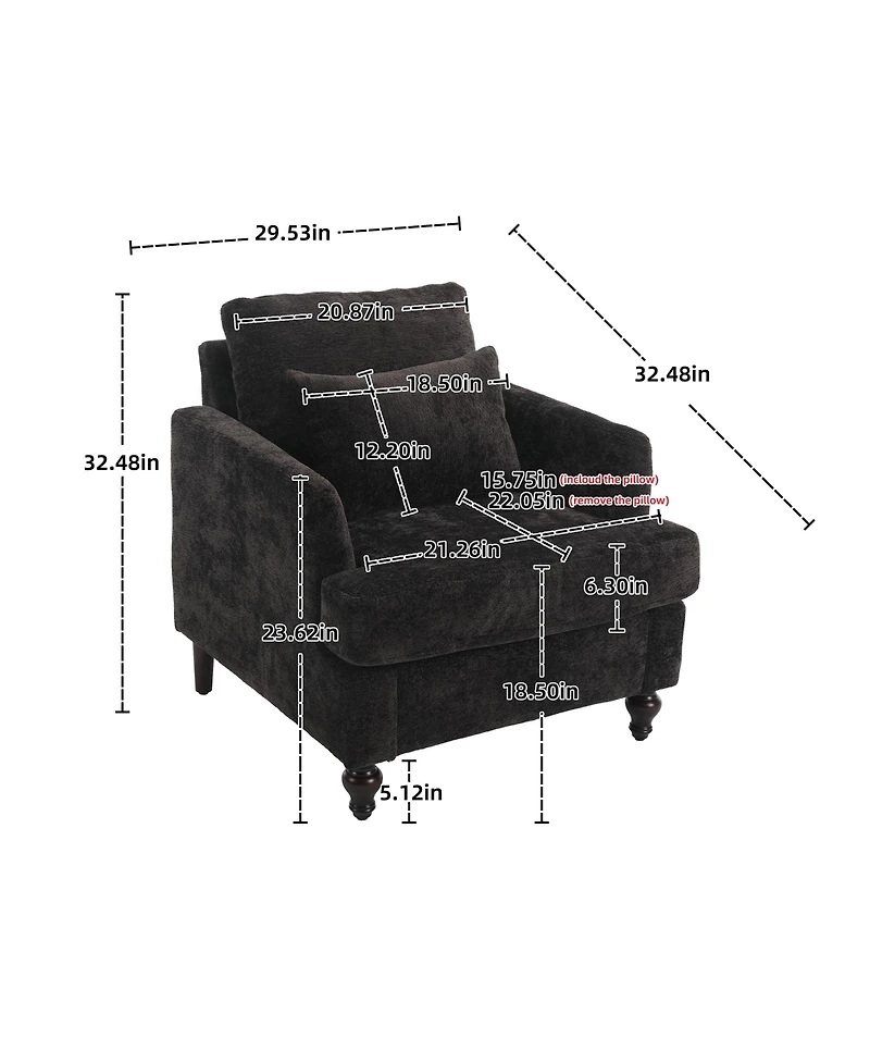 Clihome Modern Accent Chair Lounge for Living Room,Tufted Club Chair, Mid Century Arm Chairs with Studded,for Bedroom