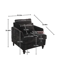 Clihome Modern Accent Chair Lounge for Living Room,Tufted Club Chair, Mid Century Arm Chairs with Studded,for Bedroom