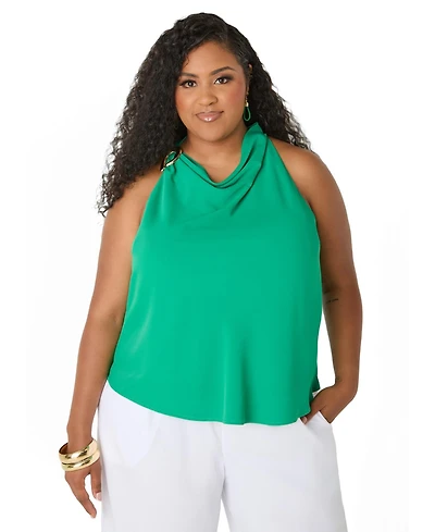 Ashley Stewart Women's Embellished Cowl Neck Top