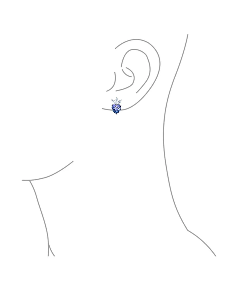 Bling Jewelry Mystic Purple Blue Heart Shaped Cz Infinity Pendant Necklace and Earrings Set .925 Sterling Silver