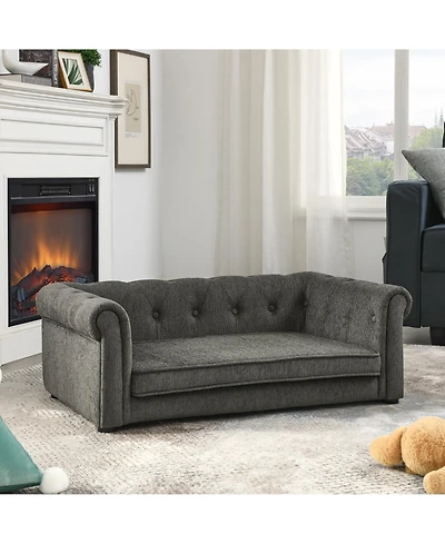 Zeny Bliss Mid-Century Large Dog Sofa with Tapered Legs, Orthopedic Cushion and Stain-Resistant Fabric