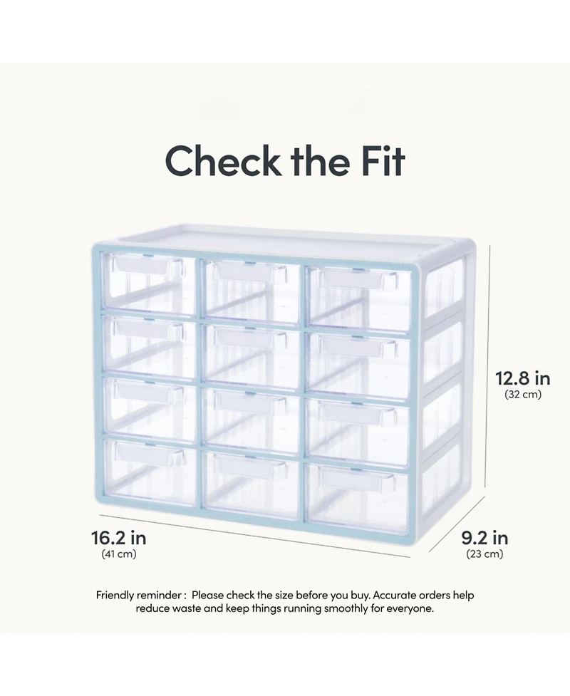 Xdovet 12-Drawer Stackable Organizer for Hardware Beads Craft Storage