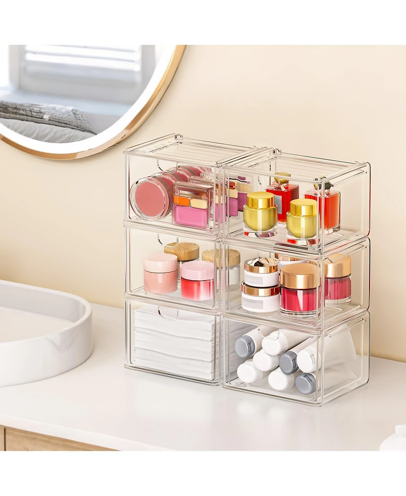 Xdovet Stackable Storage Boxes Organizer Drawers Plastic Home Art Makeup Kitchen Pantry