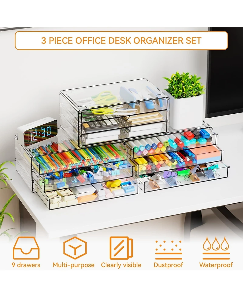 Xdovet Drawer Organizers Stackable Small Drawers School Office Supplies Stationery Marker Pen Pencil Craft Desktop