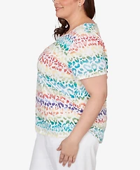 Alfred Dunner Plus Rainbow Animal Print T-Shirt