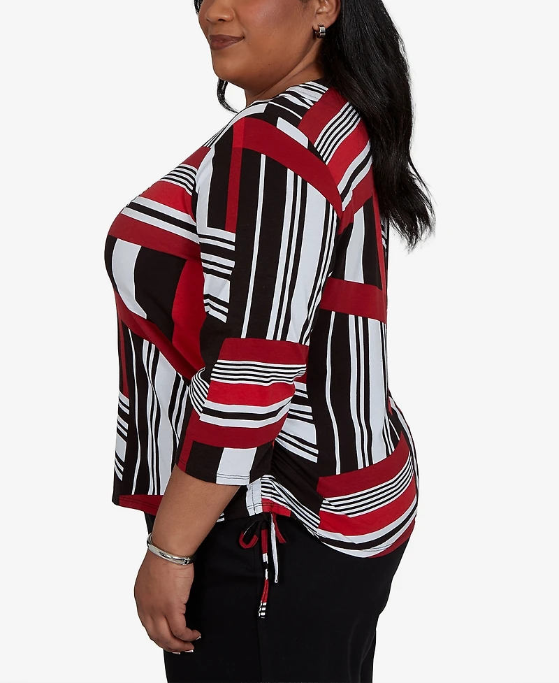 Alfred Dunner Plus Slashed Glass Knit Top
