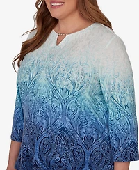 Alfred Dunner Plus Ombre Medallion Knit Top
