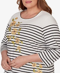 Alfred Dunner Plus Sunflower Stripe Knit Top