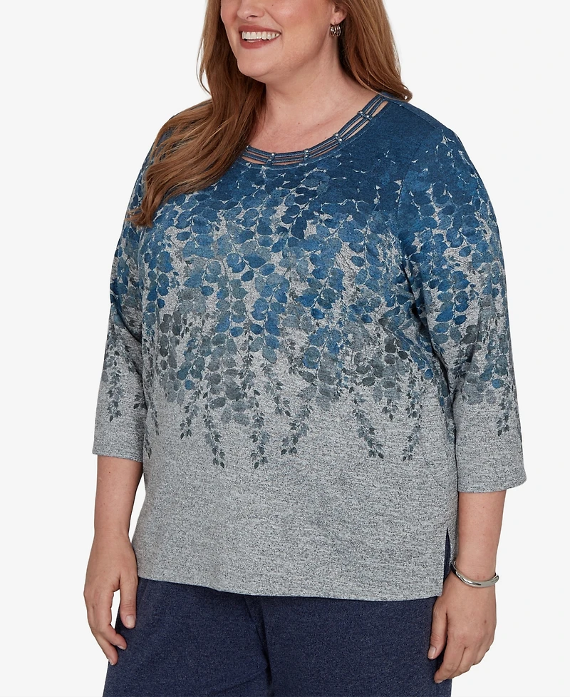 Alfred Dunner Plus Falling Leaves Pocket Knit Top