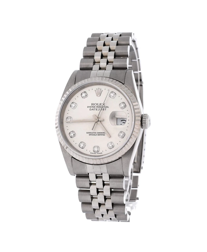 Pre-Owned Rolex Oyster Perpetual Datejust Automatic Watch in Stainless Steel and Gold with Diamond Markers 36mm
