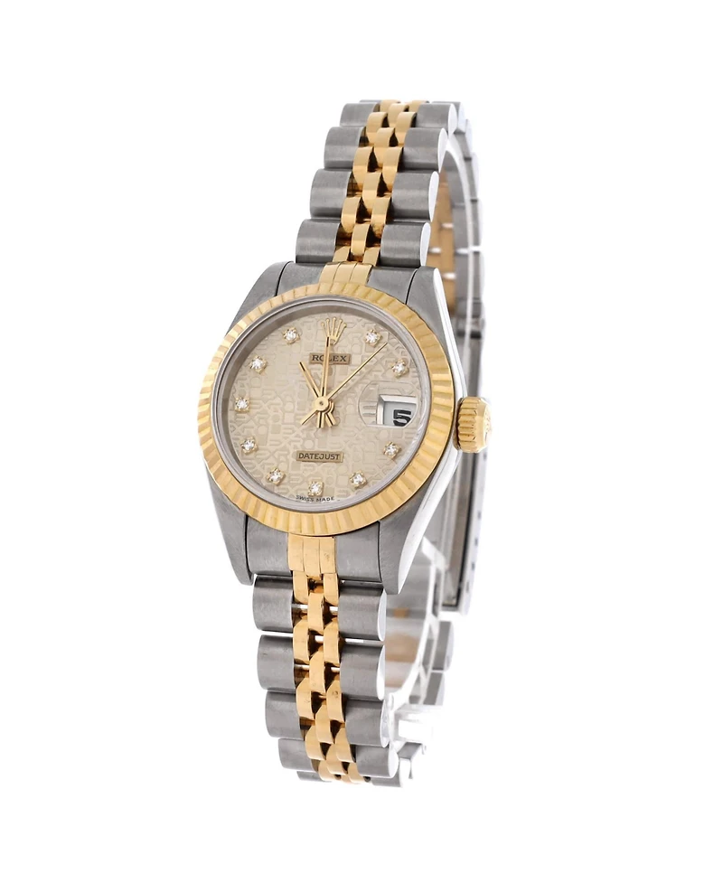 Pre-Owned Rolex Oyster Perpetual Datejust Automatic Watch in Stainless Steel and Gold with Diamond Markers 26mm