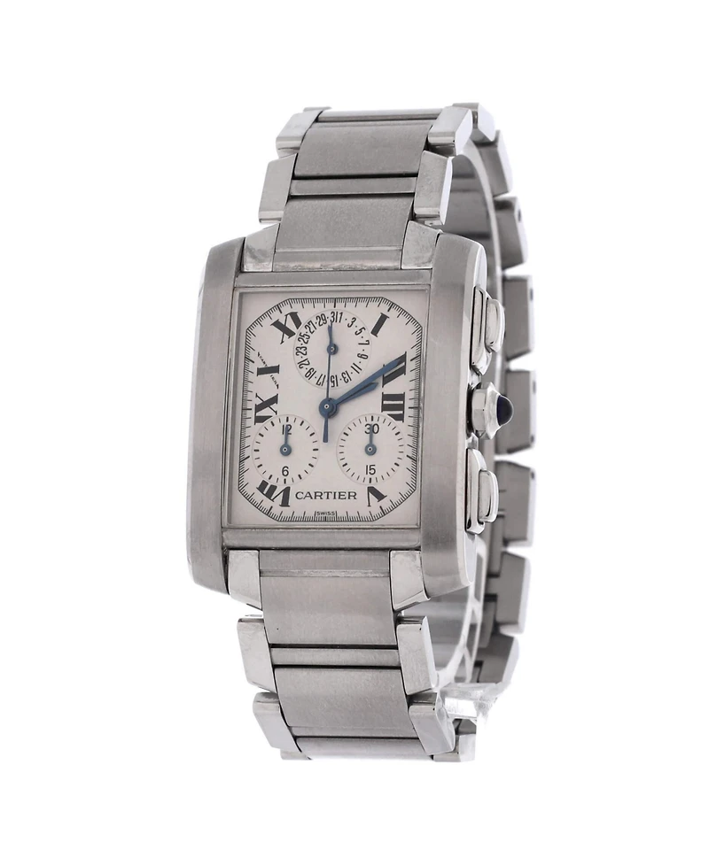 Pre-Owned Cartier Tank Francaise Chronoflex Chronograph Quartz Watch in Stainless Steel 28mm