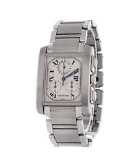 Pre-Owned Cartier Tank Francaise Chronoflex Chronograph Quartz Watch in Stainless Steel 28mm