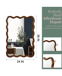 Laoties 24" x 36" Wavy Rectangle Wall Mirror, Modern Decorative Accent Mirror for Living Room, Bathroom and Entryway