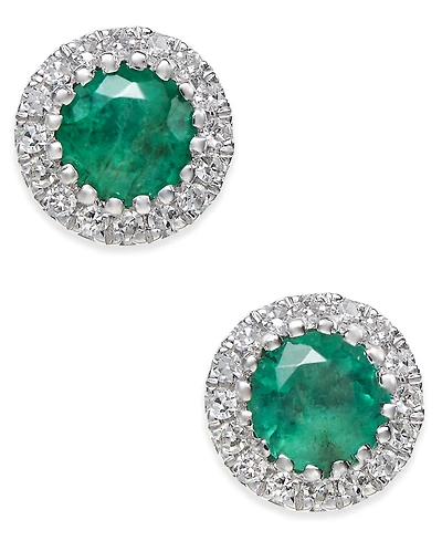Sapphire (5/8 ct. t.w.) and Diamond (1/10 Stud Earrings 14k White Gold (Also Available Ruby Emerald)
