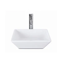 Busdays 16x16 Inch Square Ceramic Vessel Sink for Bathroom Vanity Beveled Porcelain with Faucet and Pop Up Drain