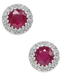 Sapphire (5/8 ct. t.w.) and Diamond (1/10 Stud Earrings 14k White Gold (Also Available Ruby Emerald)