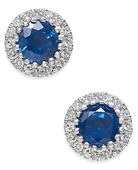 Sapphire (5/8 ct. t.w.) and Diamond (1/10 Stud Earrings 14k White Gold (Also Available Ruby Emerald)