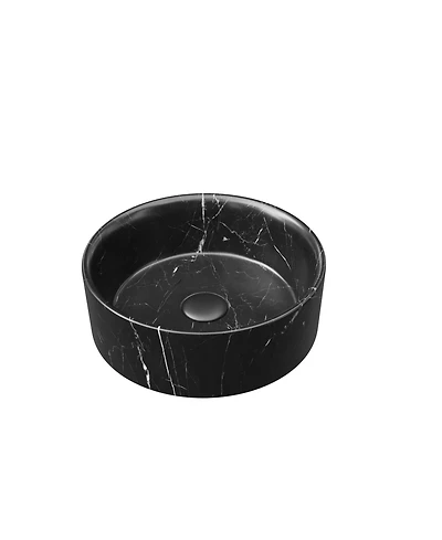 Busdays 14 Inch Round Ceramic Bathroom Sink with Stone Pattern No Faucet No Cabinet
