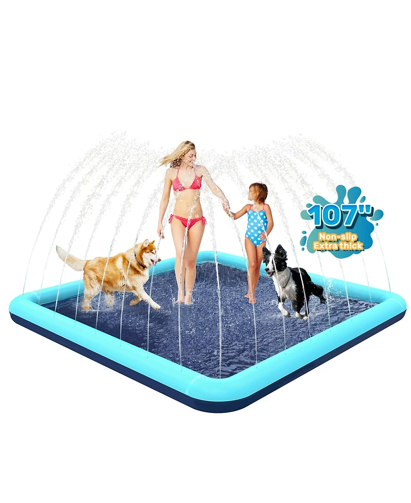Aofar 107'' Dog Splash Pad Sprinkler Pool Non-slip Outdoor
