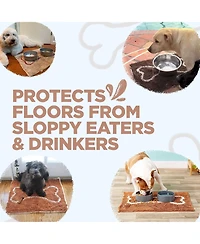Aronkl Absorbent Chenille Dog Food Mat Non-Slip Washable Quick Dry Pet Mess Mat