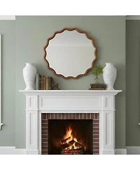 Laoties 36" Round Decorative Wall Mirror with Wavy Design for Bedroom, Bathroom