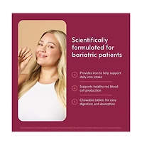 Bariatric Advantage Iron 18 Milligram with Vitamin C Chewable Ferronyl Carbonyl Iron Gentle on Stomach Strawberry 30 Count