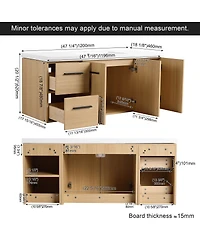 Sillysis 48 Inch Wall Mounted Bathroom Vanity with Resin Sink, 3 Doors 2 Drawers, Modular Storage for Modern Bathrooms