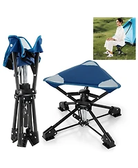 Gymax 360 degree Swivel Camping Stool Foldable Outdoor Chair with Oxford Seat and Metal Frame