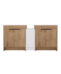 Sillysis Inch Freestanding Double Bathroom Vanity Set with Ceramic Sinks, Plywood Cabinets