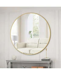 Laoties 48" Oversized Round Wall Mirror, Large Modern Metal Circle Statement Mirror for Living Room