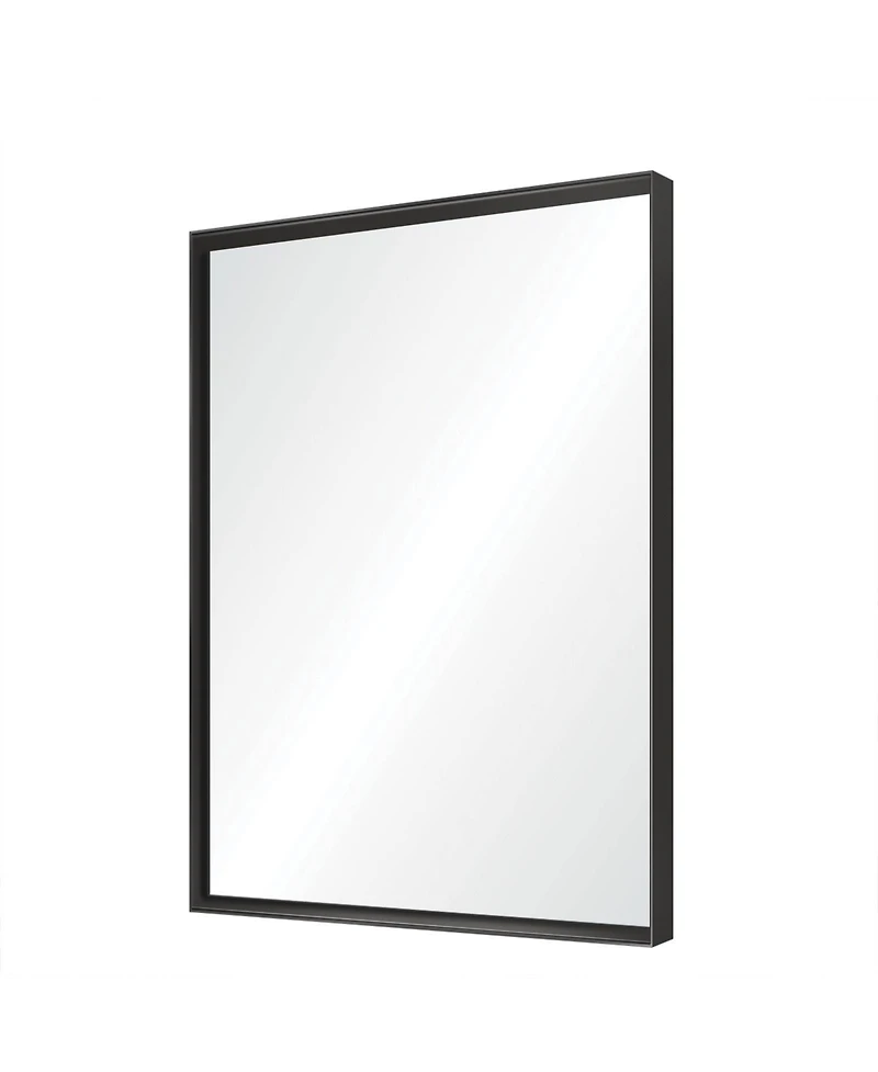 Laoties Modern Floating Glass Wall Mirror, Matte Black Bathroom Vanity Mirror with Aluminum Frame