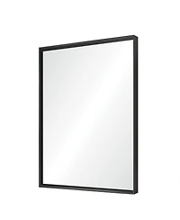 Laoties Modern Floating Glass Wall Mirror, Matte Black Bathroom Vanity Mirror with Aluminum Frame