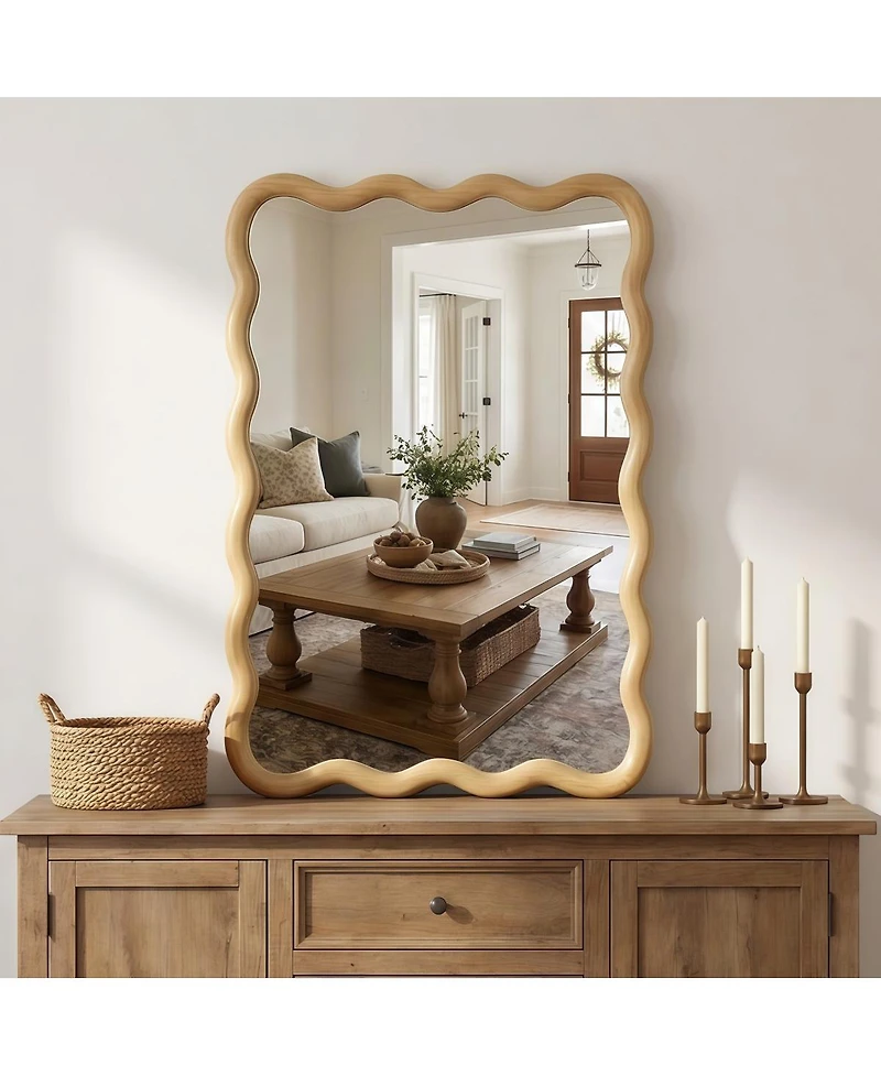 Laoties 20" x 30" Wood Wall Mirror, Rectangular Bathroom Vanity Mirror for Entryway and Bedroom
