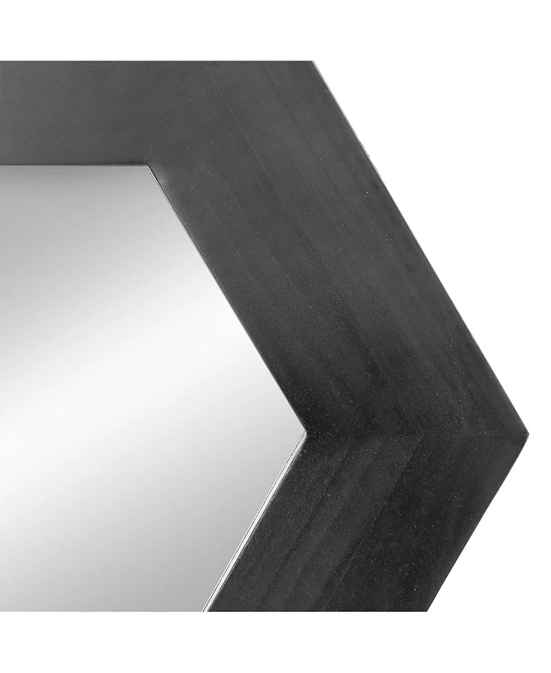 Laoties 18.5" Hexagon Wall Mirror, Geometric Teak Wood Accent Mirror for Entryway, Bedroom and Gallery