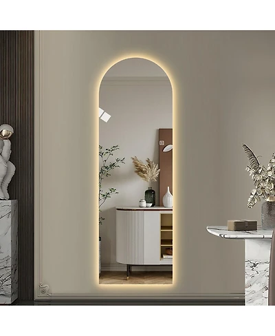 Laoties 65" x 21" Arched Led Full Length Wall Mirror, Dimmable Vanity Mirror for Bedroom and Entryway