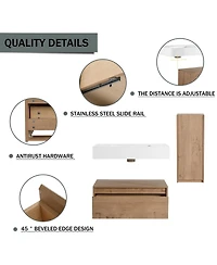 Sillysis 29.5 Inch Wall Mounted Modern Bathroom Vanity with Resin Sink, Soft Close Drawer