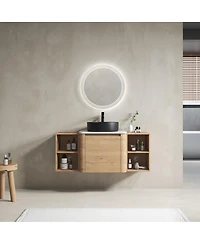 Sillysis Inch Wall Mounted Bathroom Vanity with Ceramic Vessel Sink