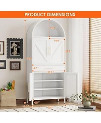 Boyel Living 72.8" Metal Arched Pantry Cabinet, Farmhouse Kitchen Organizer with Drawer and Adjustable Shelves