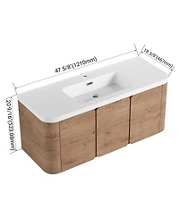Sillysis 48 Inch Wall Mounted Modern Bathroom Vanity with Resin Sink, Soft Close Doors, Plywood Cabinet, Storage Space