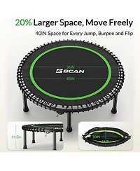 Bcan 450/550LBS Foldable Mini Trampoline for Adults, 40/48 inches Fitness Rebounder with Bungees, Quiet Stable Exercise Trampoline