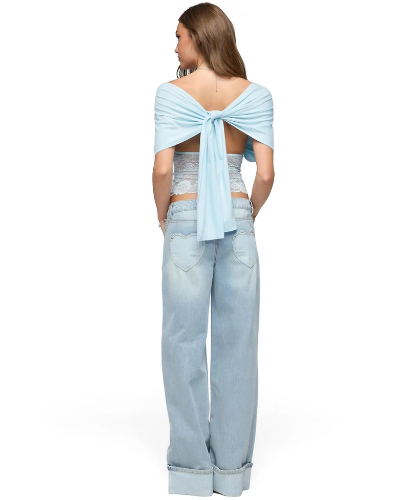 Edikted Women's Eloria Lacey Flutter Tie Top