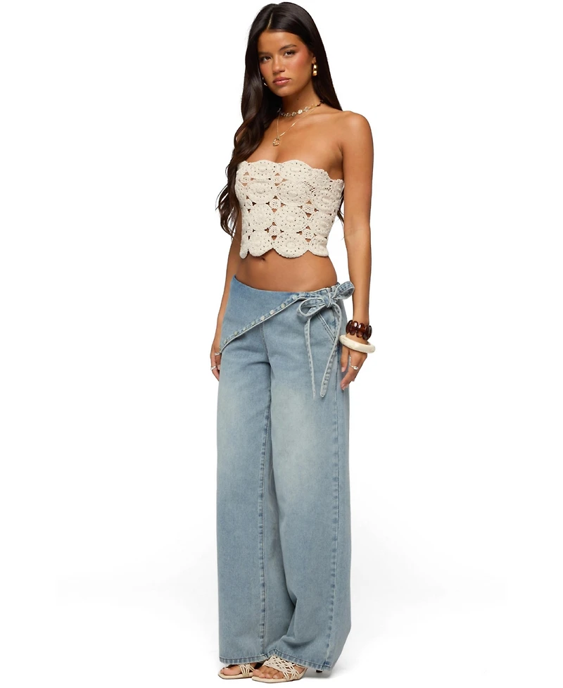 Edikted Women's Laurin Crochet Strapless Top